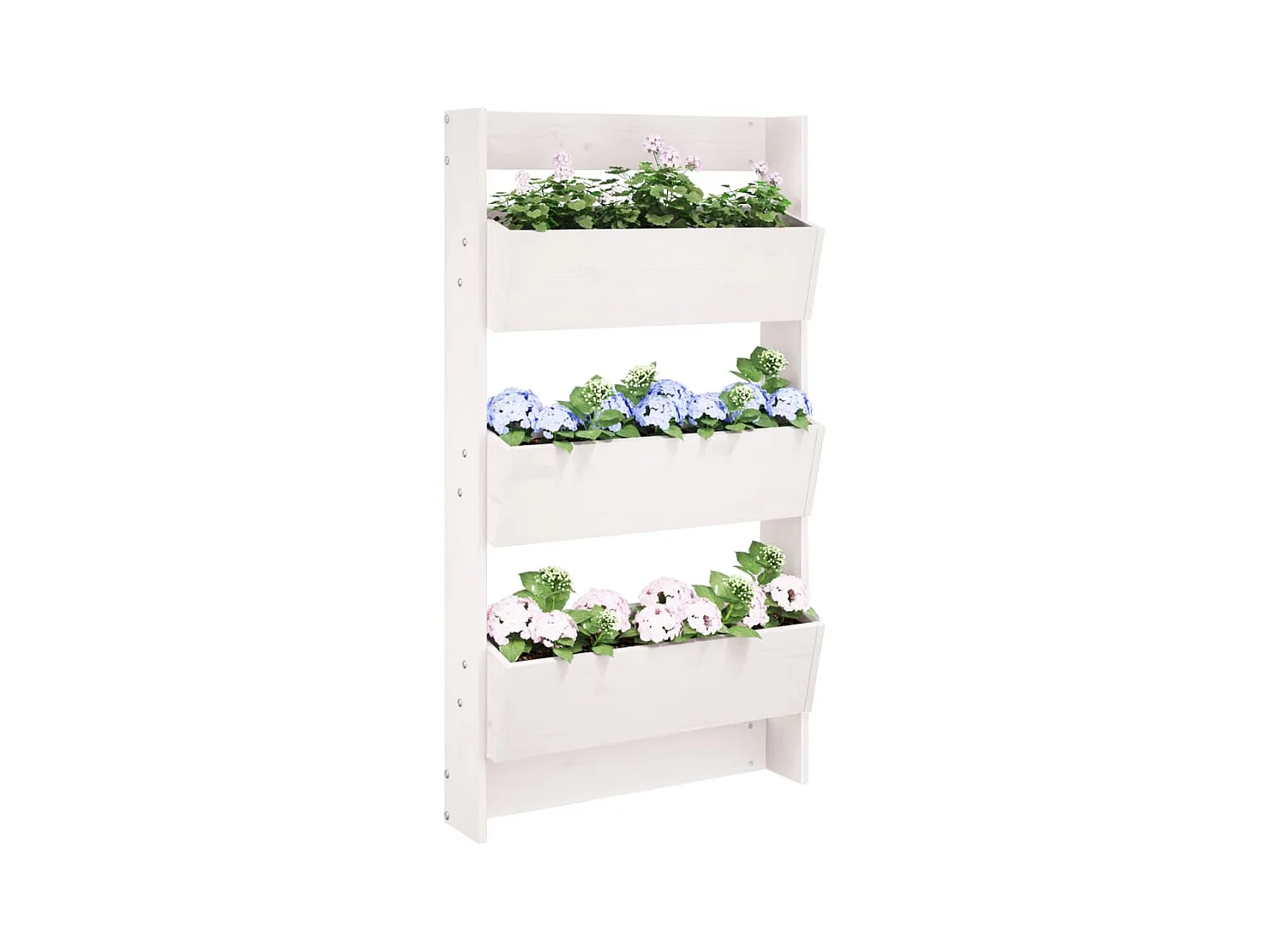 Plantenbak wandmontage 3-laags 60x18,5x110 cm grenenhout wit
