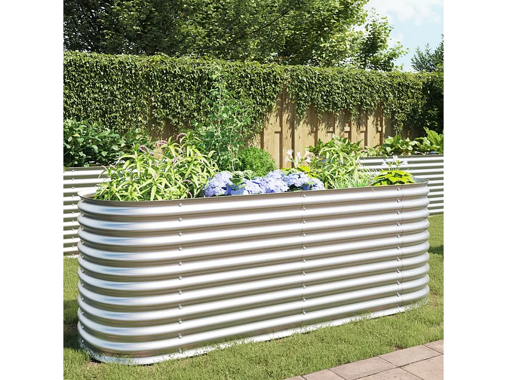 Canteiro elevado de jardim aço galvanizado 240x80x81cm prateado