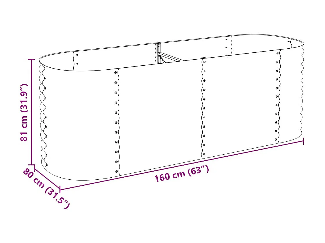 Garten-Hochbeet 240 x 80 x 81 cm Verzinkter Stahl Silbern