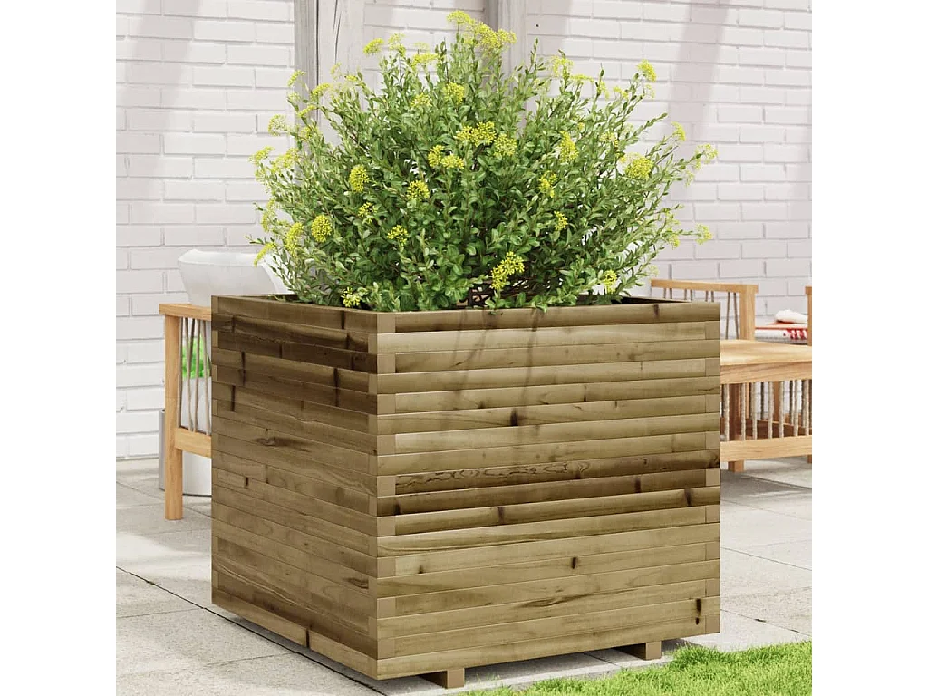 Vaso/floreira de jardim 80x80x72 cm madeira pinho impregnada