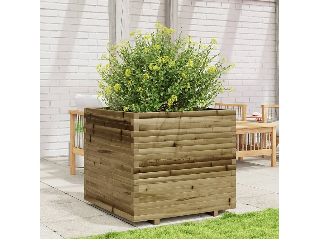 Vaso/floreira de jardim 80x80x72 cm madeira pinho impregnada