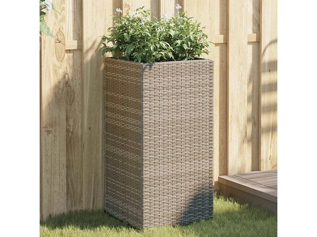 Jardinières 2 pcs gris 40x40x80 cm résine tressée