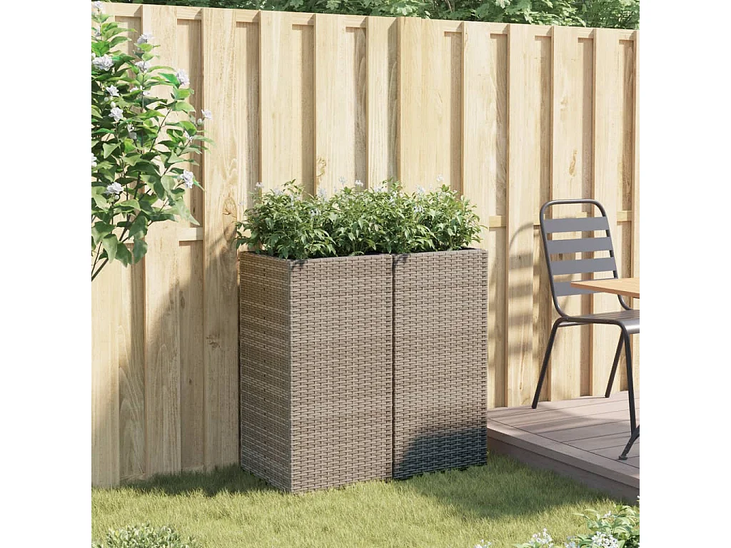Jardinières 2 pcs gris 40x40x80 cm résine tressée