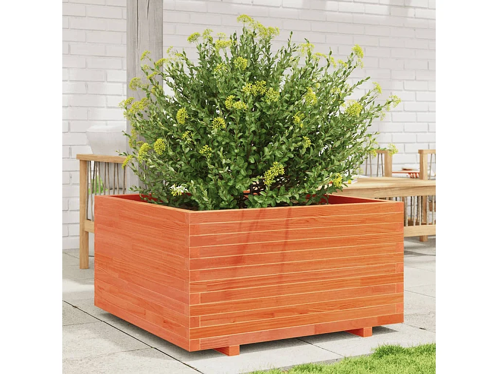 Fioriera Giardino Marrone Cera 90x90x49,5cm Legno Massello Pino