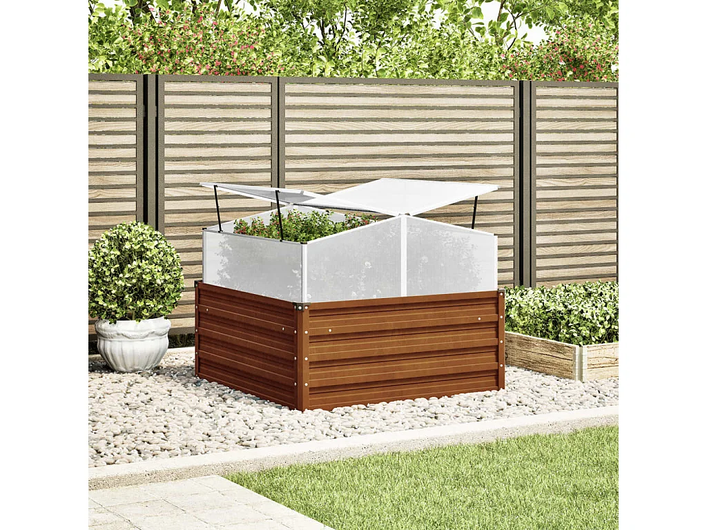 Jardinière de jardin avec serre acier résistant aux intempéries