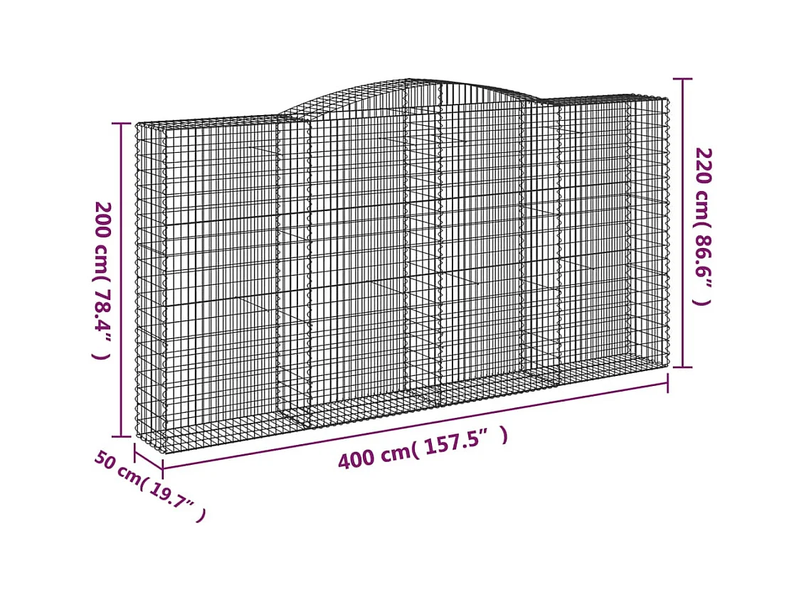Schanskorven 8 st gewelfd 400x50x200/220 cm ijzer
