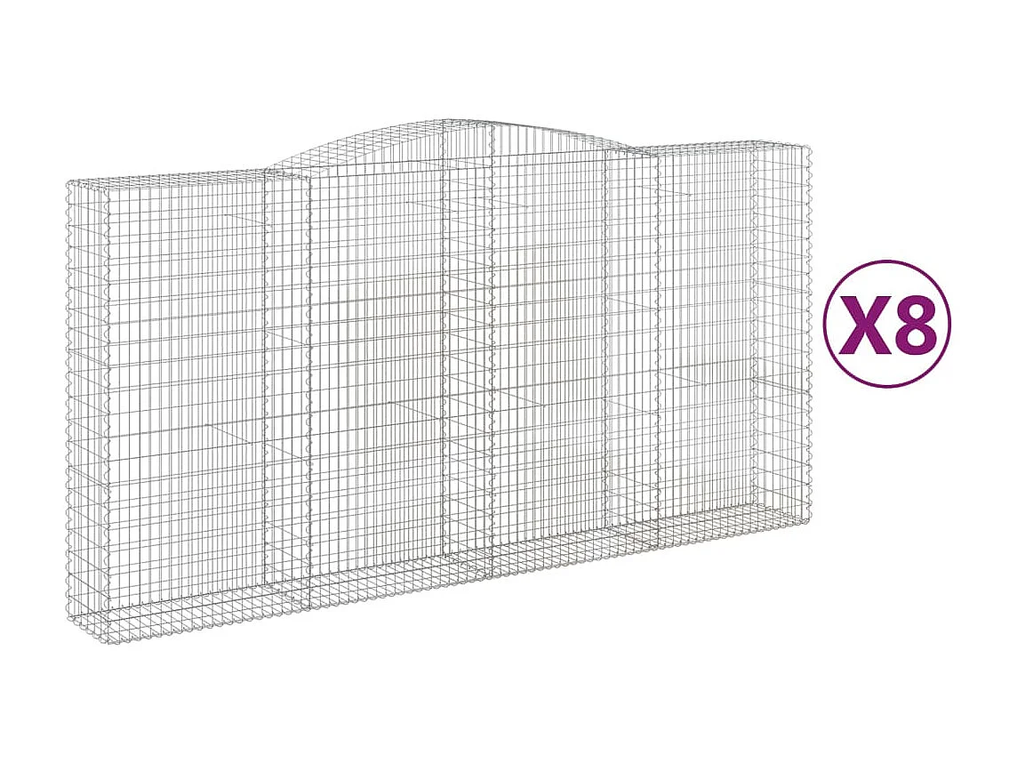 Cestas de gaviones 8 uds forma de arco hierro 400x50x200/220 cm