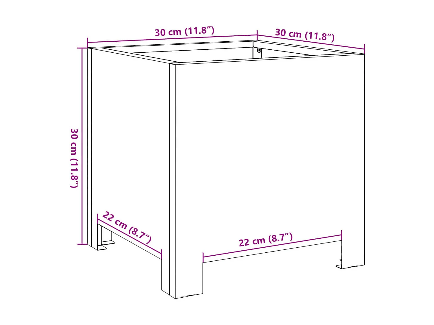 Jardinières 2 pcs 30x30x30 cm acier inoxydable