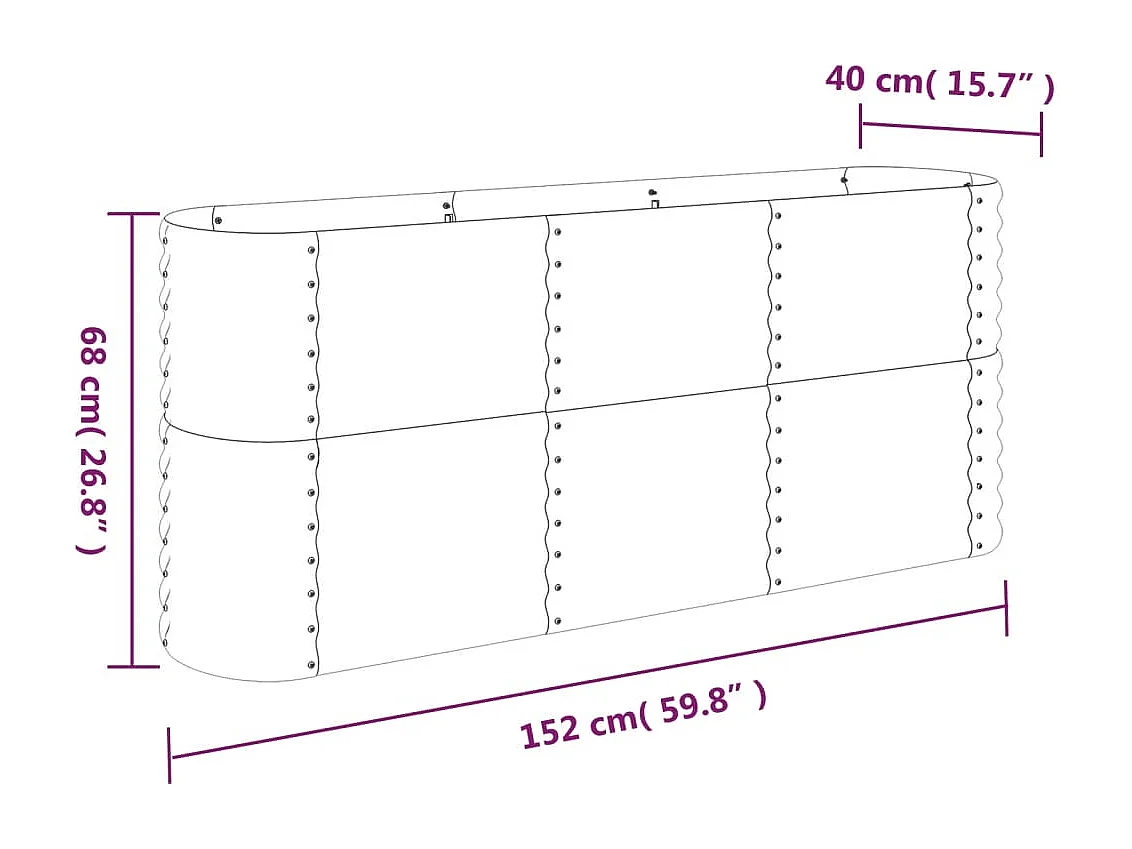 Plantenbak 152x40x68 cm gepoedercoat staal antracietkleurig
