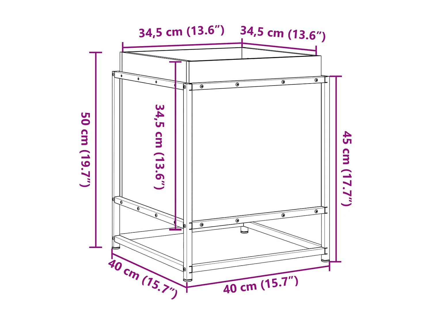 Fioriera da Giardino 40x40x50 cm in Legno di Pino Impregnato