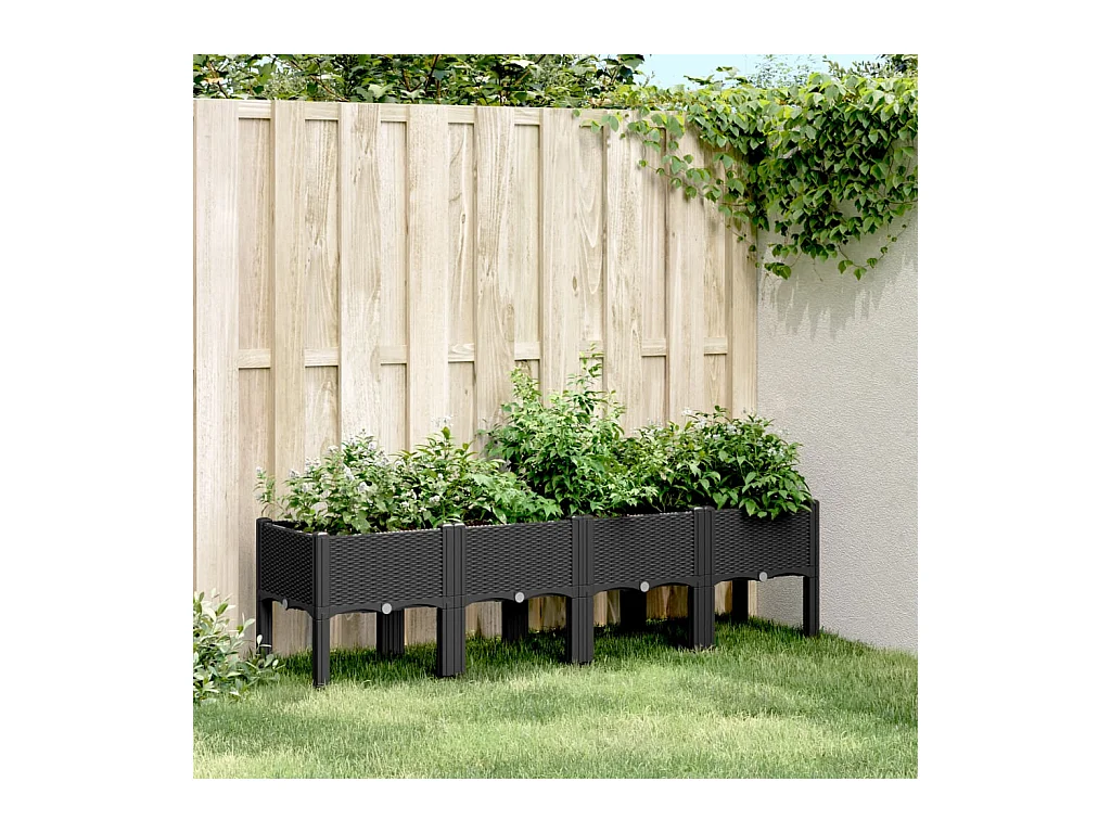 Jardinière avec pieds noir 160x40x42 cm PP
