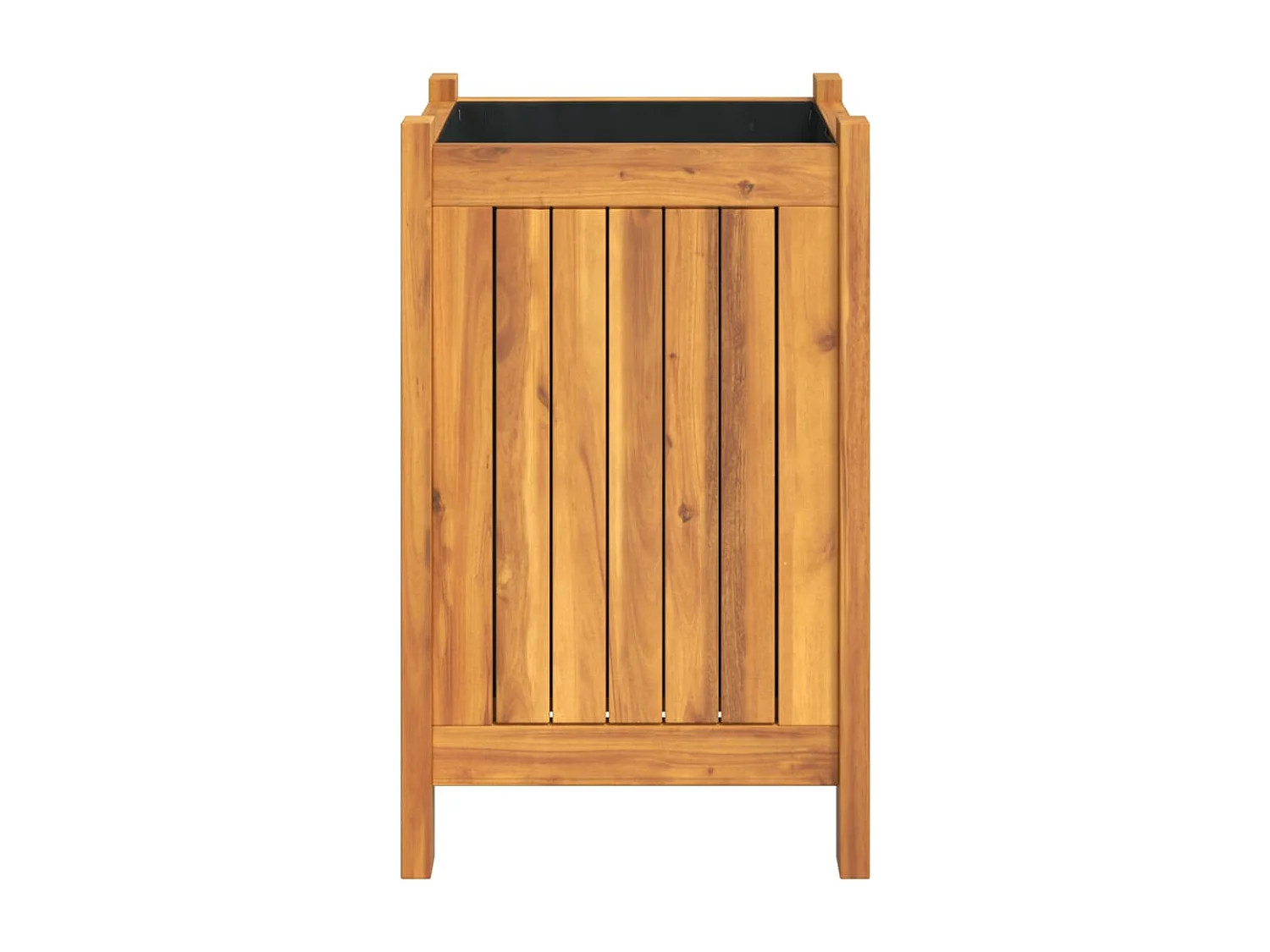 Plantenbak met voering 31x31x50 cm massief acaciahout