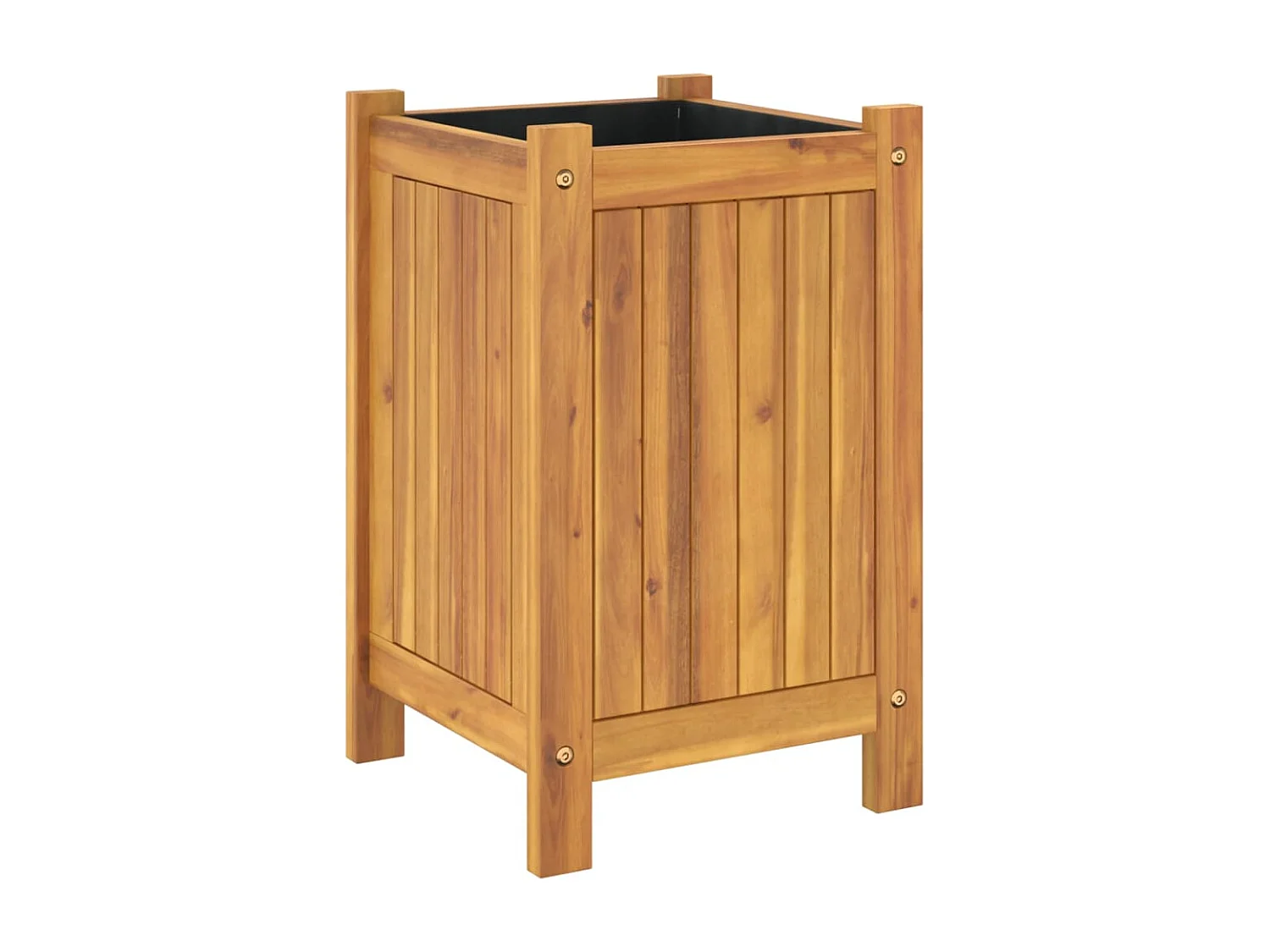 Plantenbak met voering 31x31x50 cm massief acaciahout