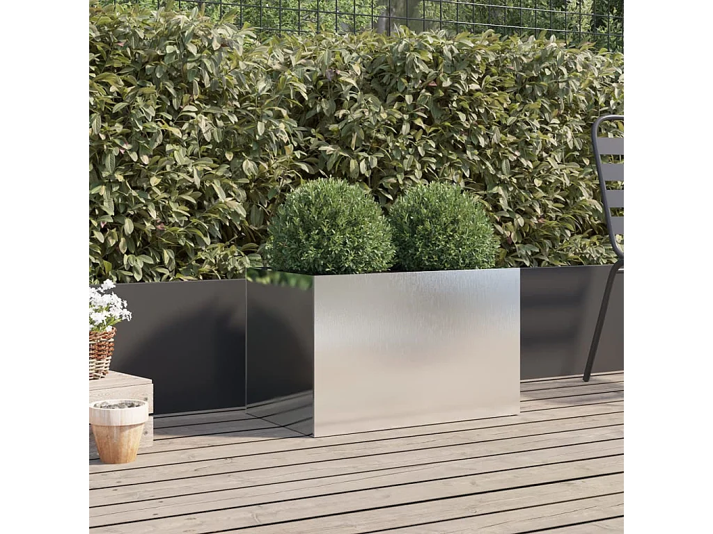 Jardinière argenté 62x40x39 cm acier inoxydable