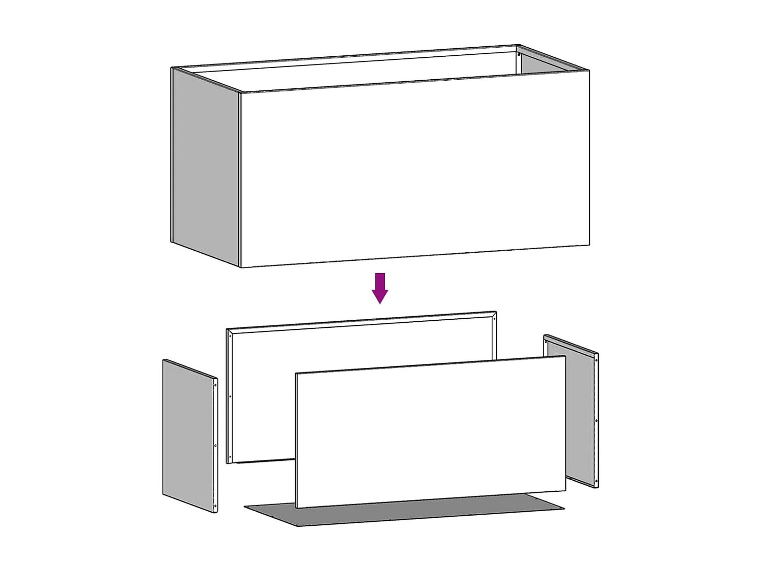 Jardinière argenté 62x40x39 cm acier inoxydable