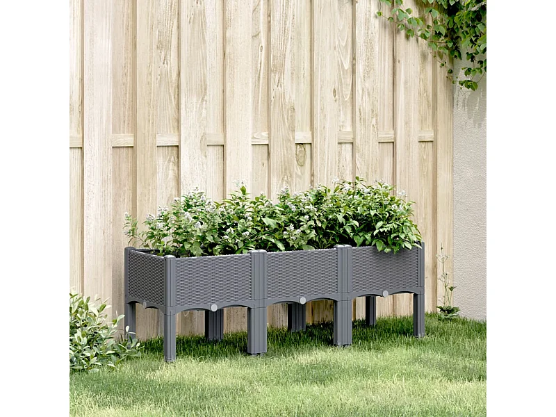 Fioriera da Giardino con Gambe Grigio Blu 120x40x42 cm in PP