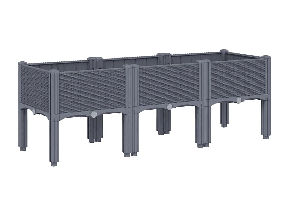 Fioriera da Giardino con Gambe Grigio Blu 120x40x42 cm in PP