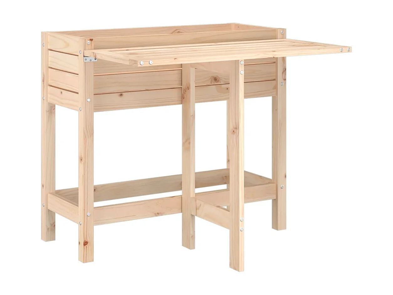 Jardinière avec dessus de table pliable bois de pin massif
