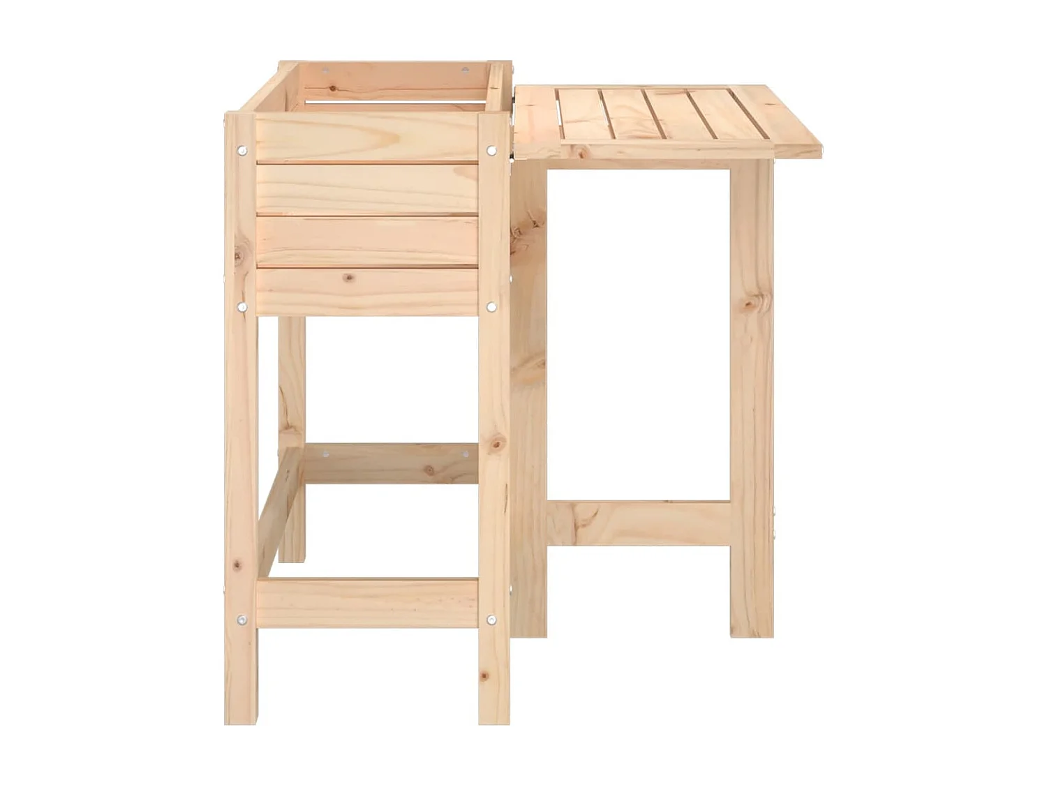 Jardinière avec dessus de table pliable bois de pin massif