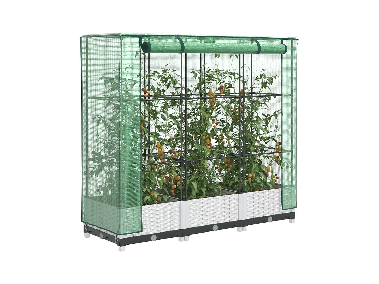 Jardinière surélevée avec housse aspect rotin 120x40x123 cm