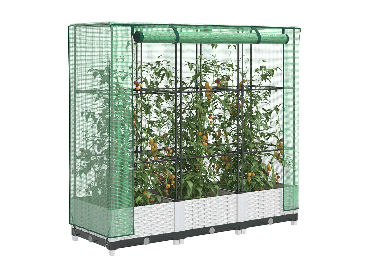 Jardinière surélevée avec housse aspect rotin 120x40x123 cm