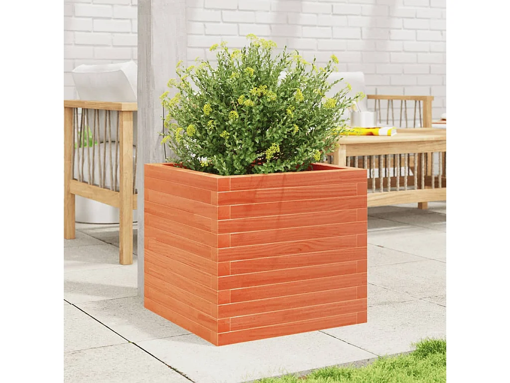 Fioriera Giardino Marrone Cera 50x50x45,5cm Legno Massello Pino