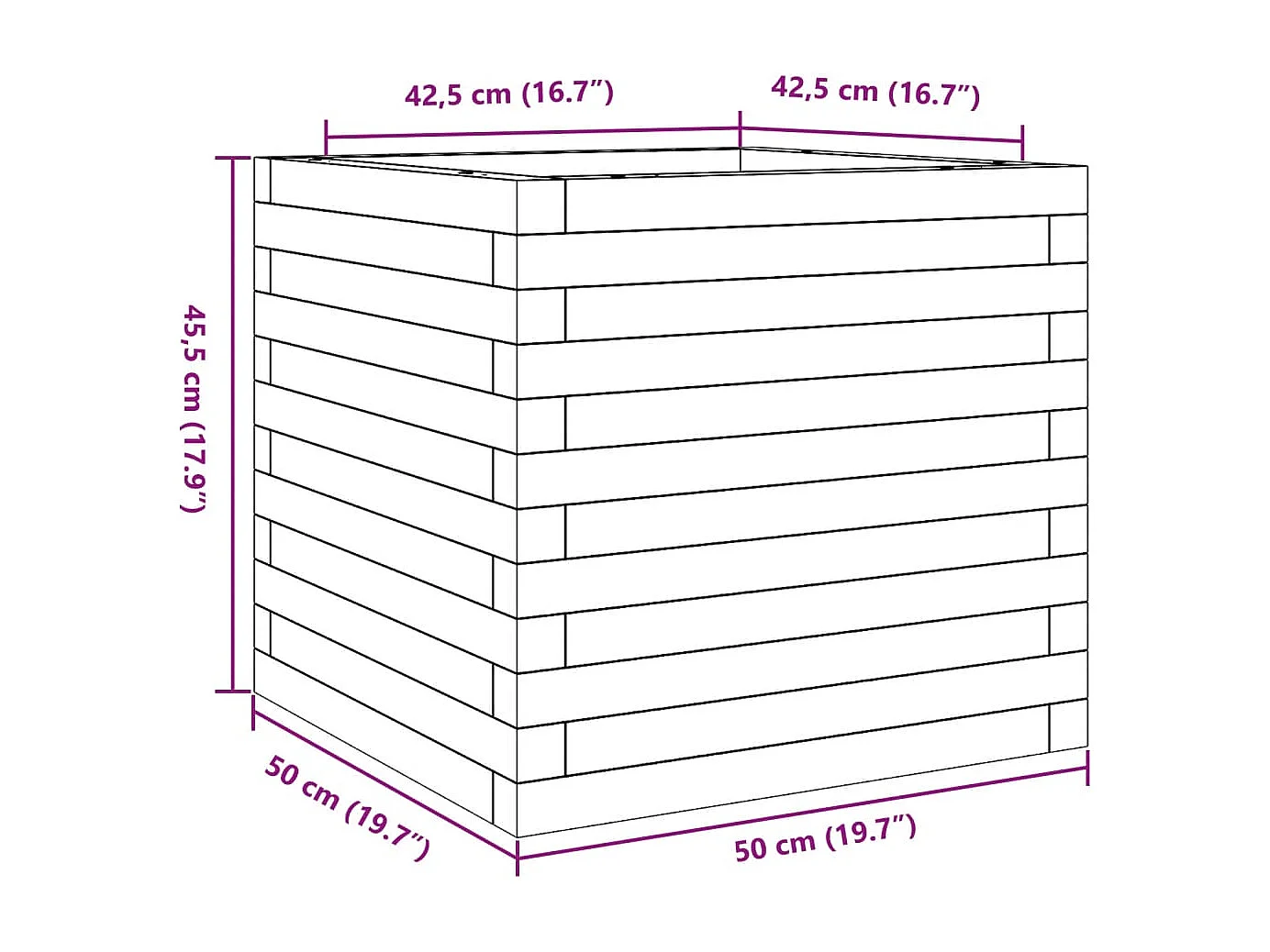 Fioriera Giardino Marrone Cera 50x50x45,5cm Legno Massello Pino