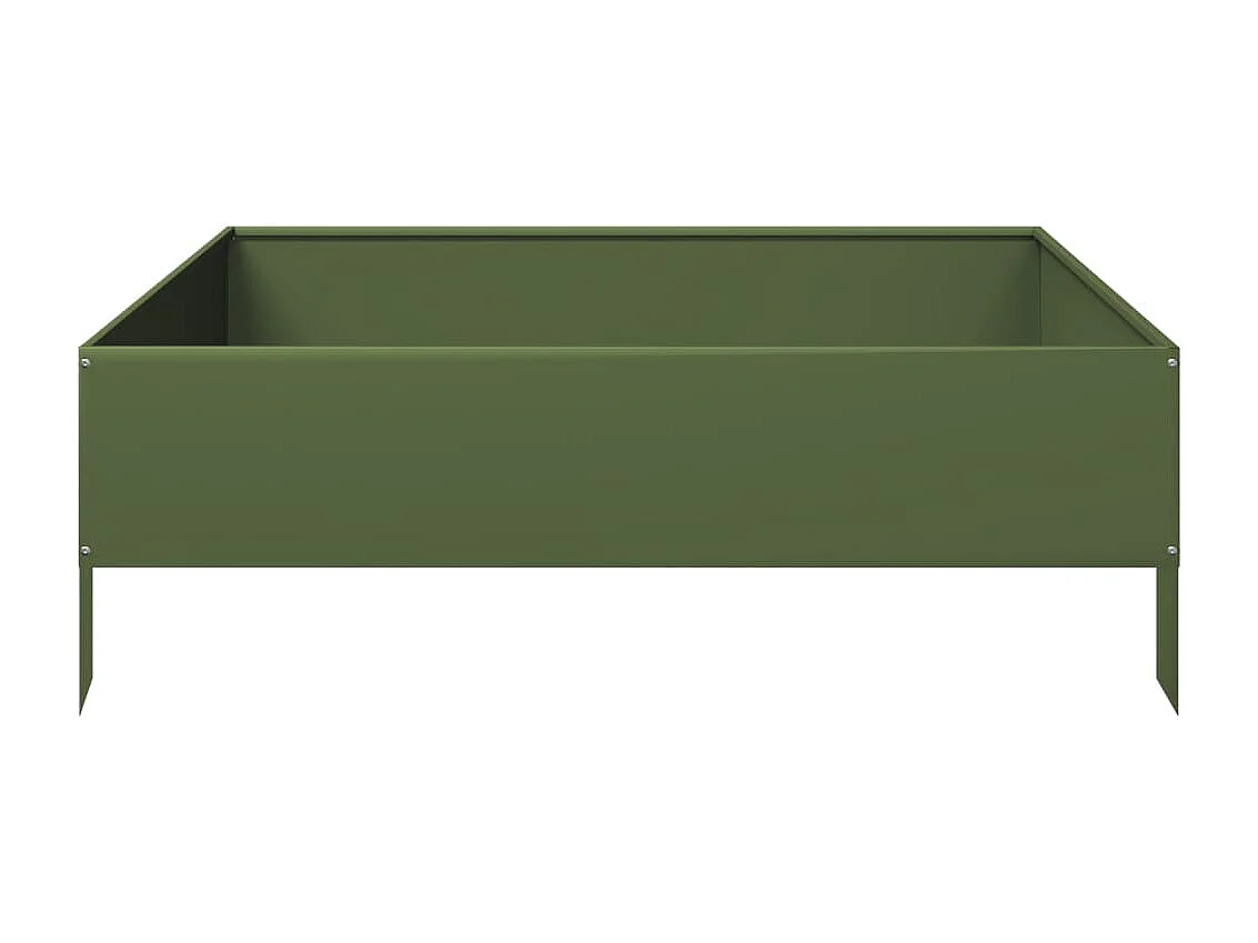 Lit surélevé de jardin vert olive 100x100x33,5 cm acier