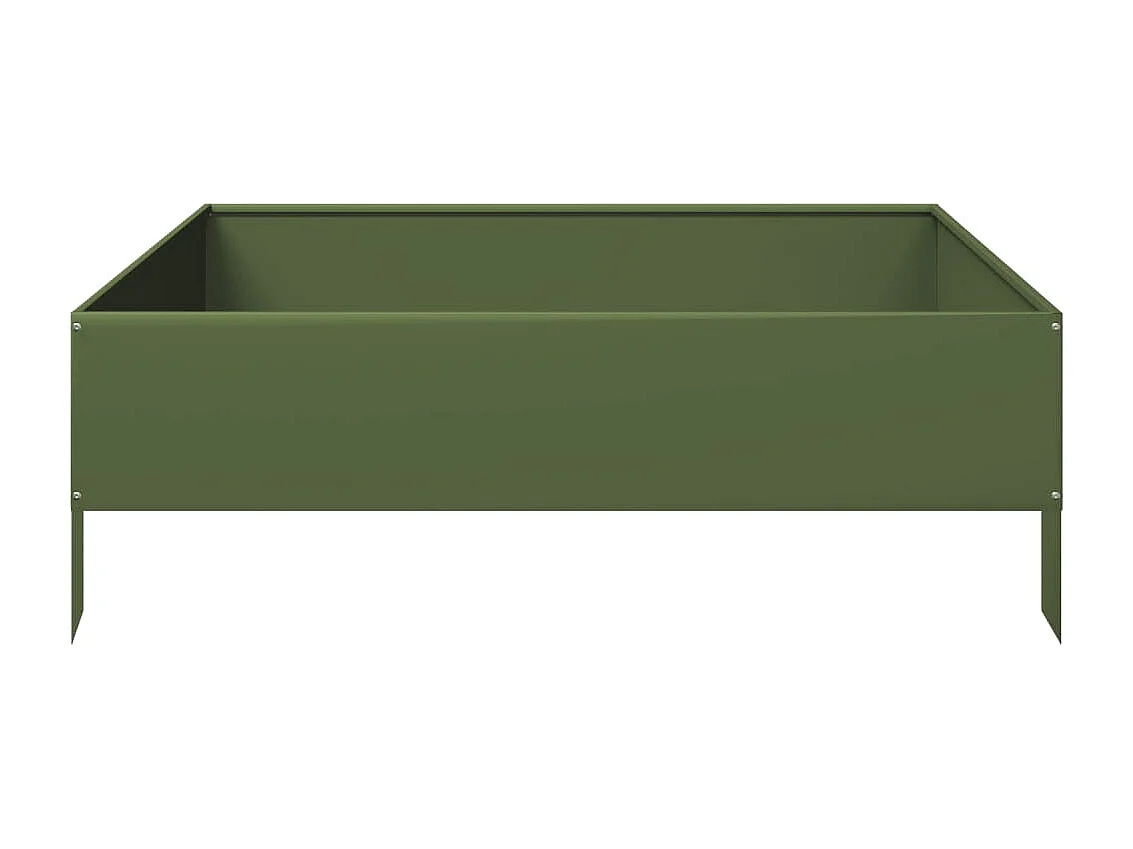 Lit surélevé de jardin vert olive 100x100x33,5 cm acier