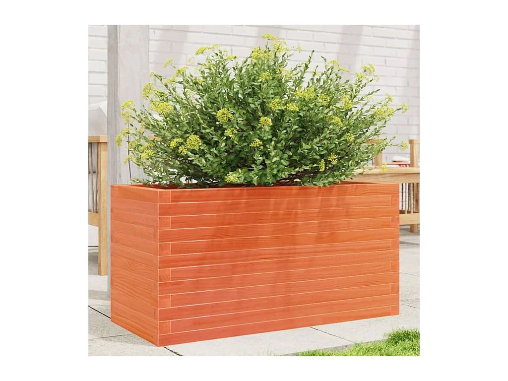 Fioriera Giardino Marrone Cera 90x40x45,5cm Legno Massello Pino