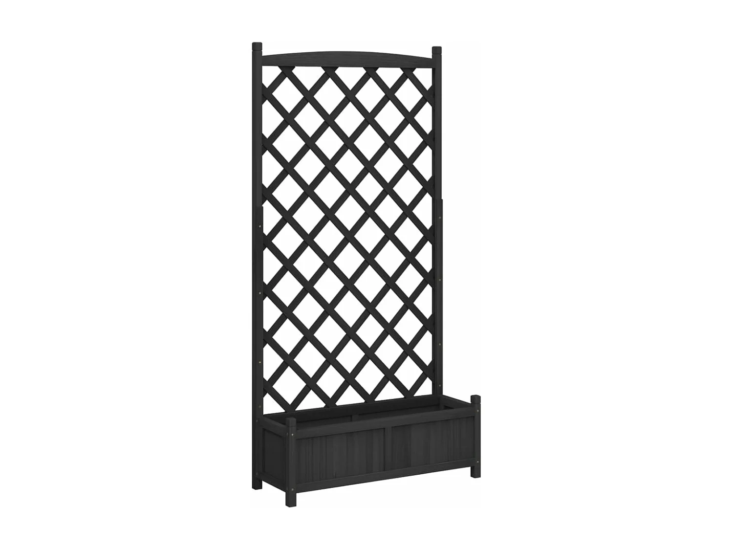 Vaso/floreira com treliça madeira de abeto maciça preto