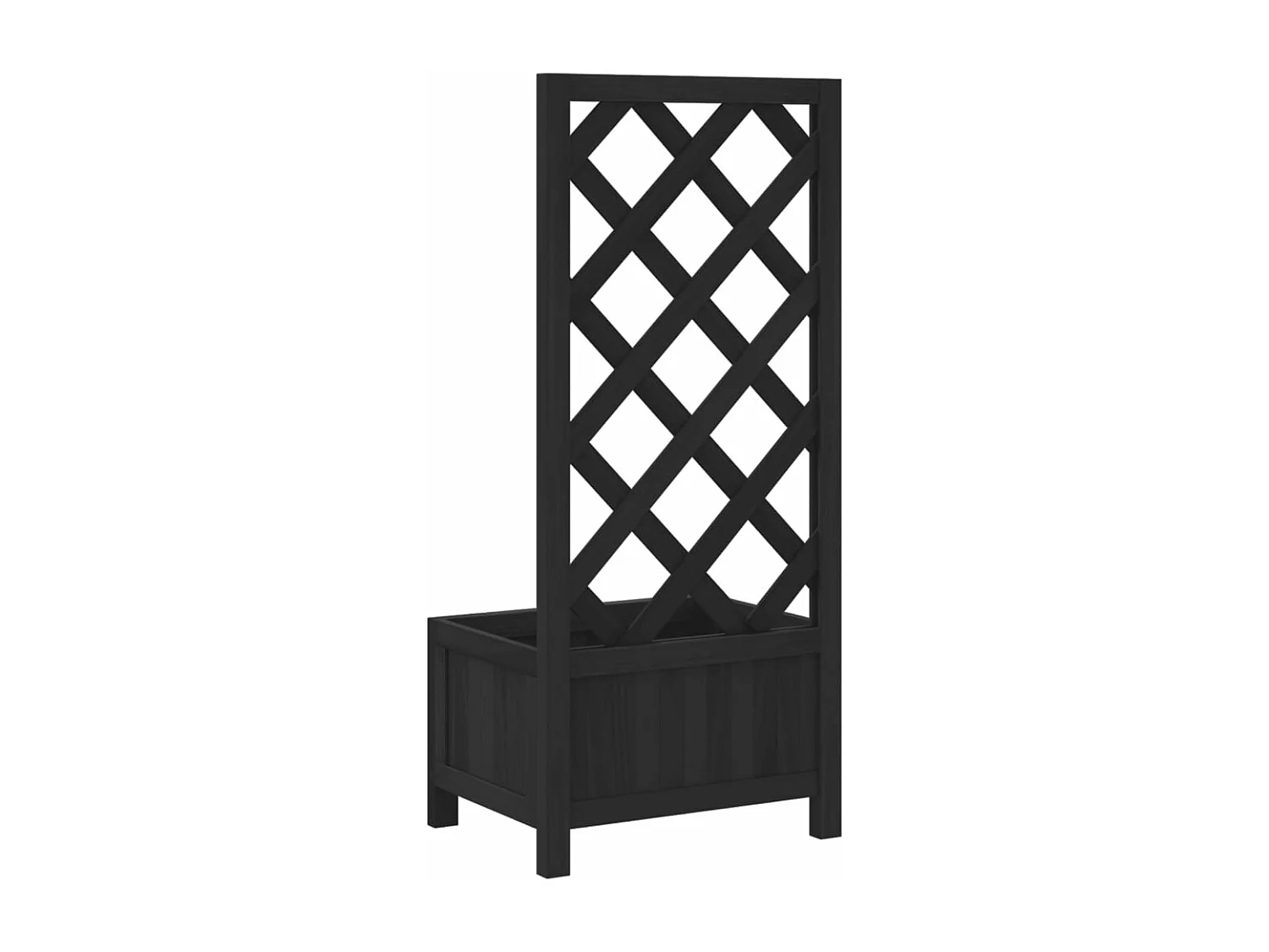 Jardinera enrejada madera maciza de abeto negra