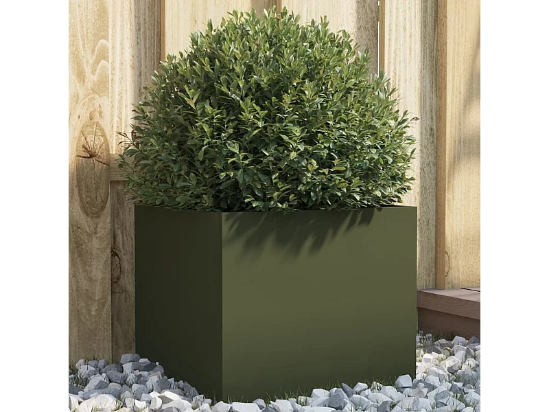 Jardinière vert olive 32x30x29 cm acier