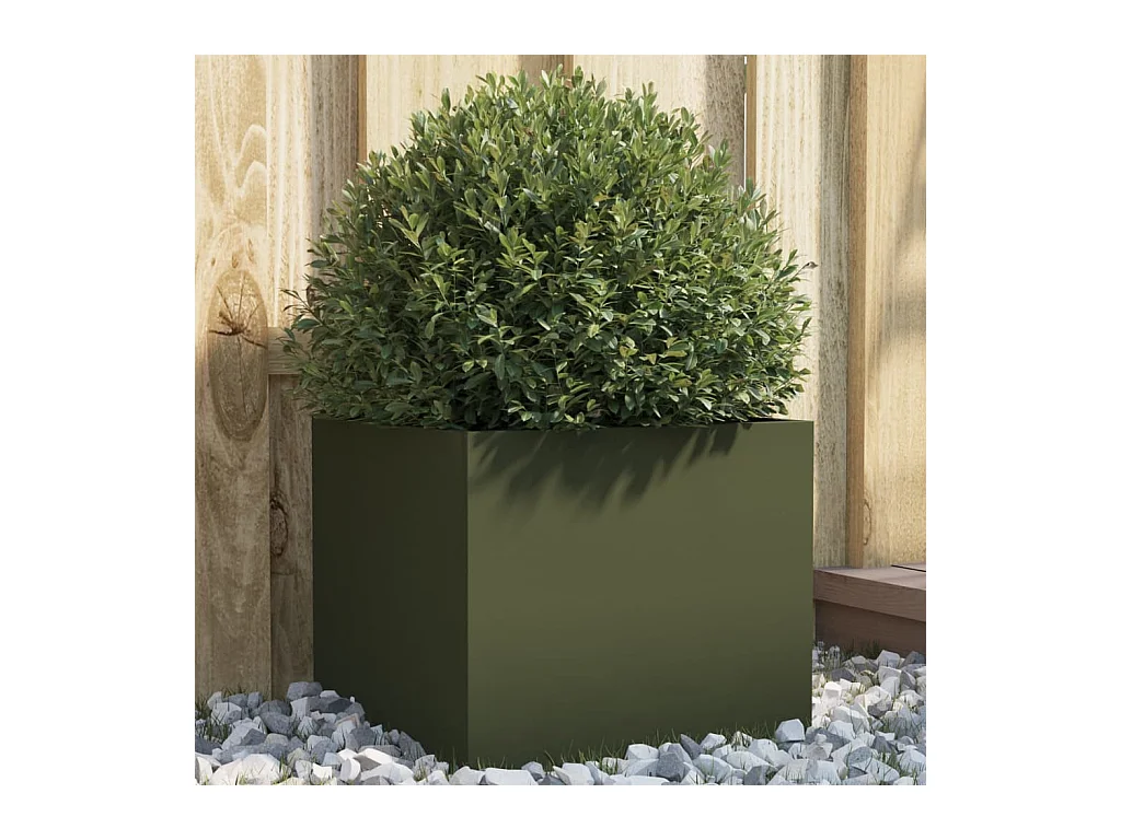 Fioriera da Giardino Verde Oliva 32x30x29 cm in Acciaio