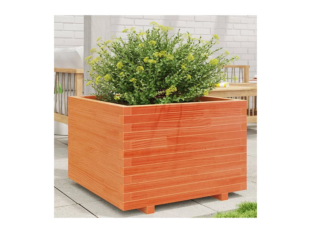 Jardinière cire marron 70x70x49,5 cm bois de pin massif