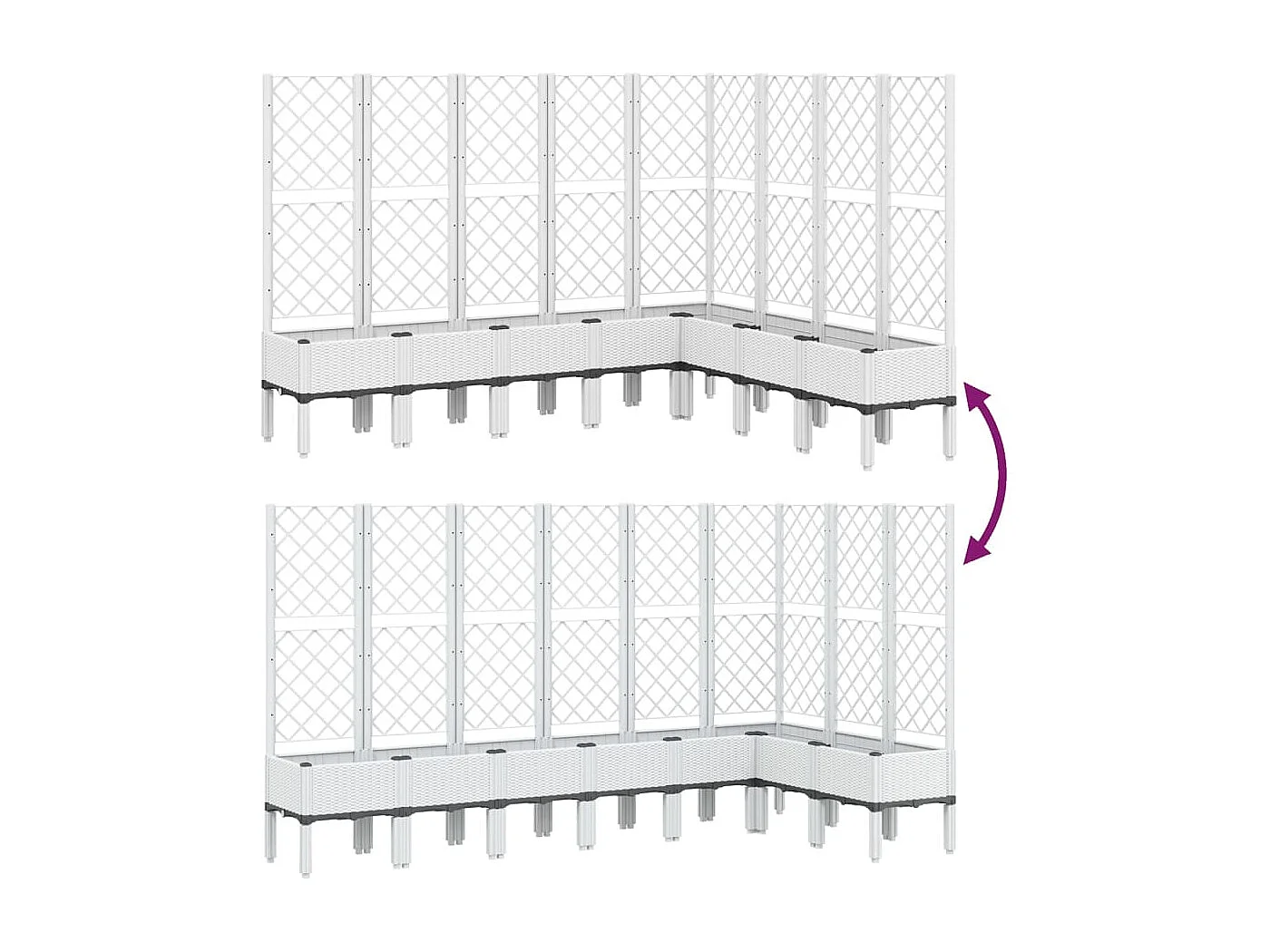 Vaso/floreira jardim c/ treliça 200x160x142 cm PP branco