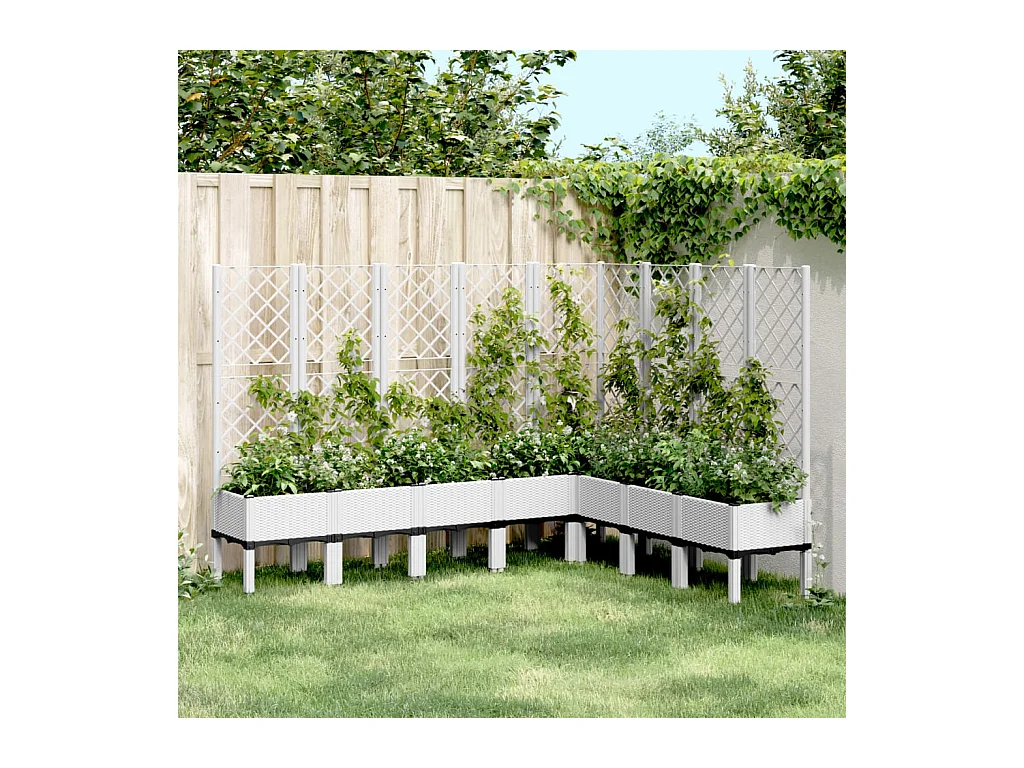 Jardinière avec treillis blanc 200x160x142 cm PP