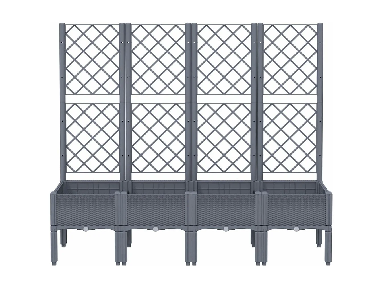 Vaso/floreira de jardim c/ treliça 160x40x142 cm PP cinzento