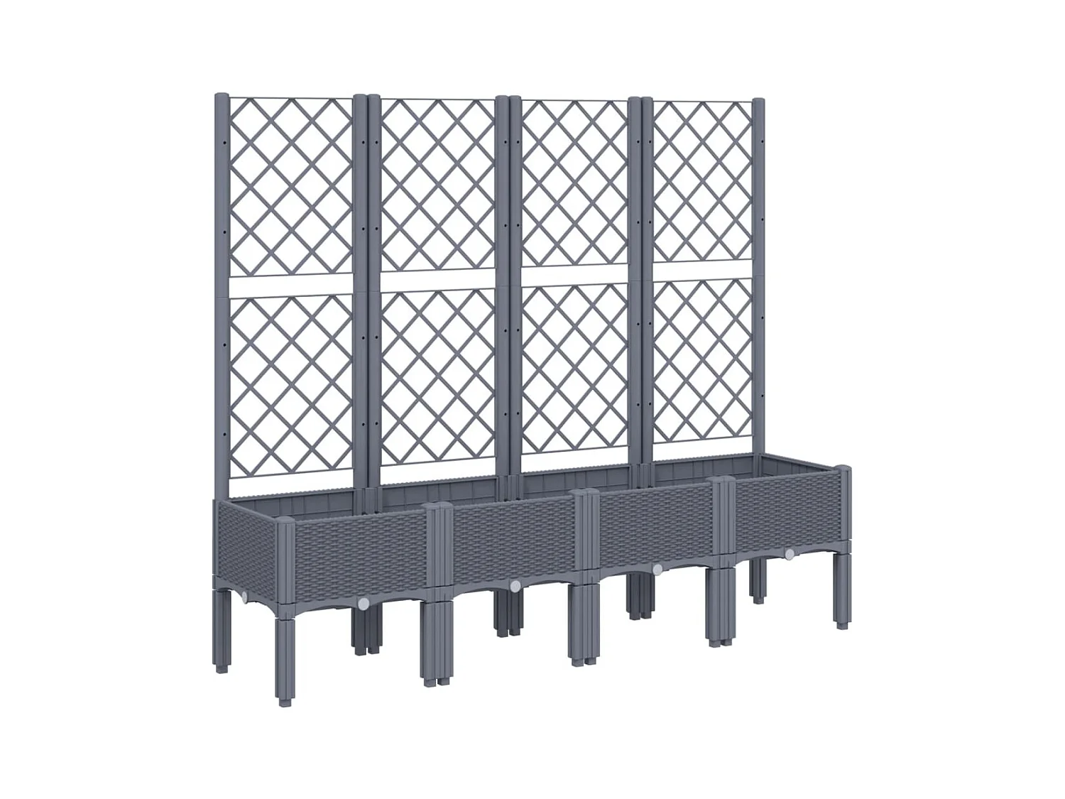 Plantenbak met latwerk 160x40x142 cm polypropeen grijs