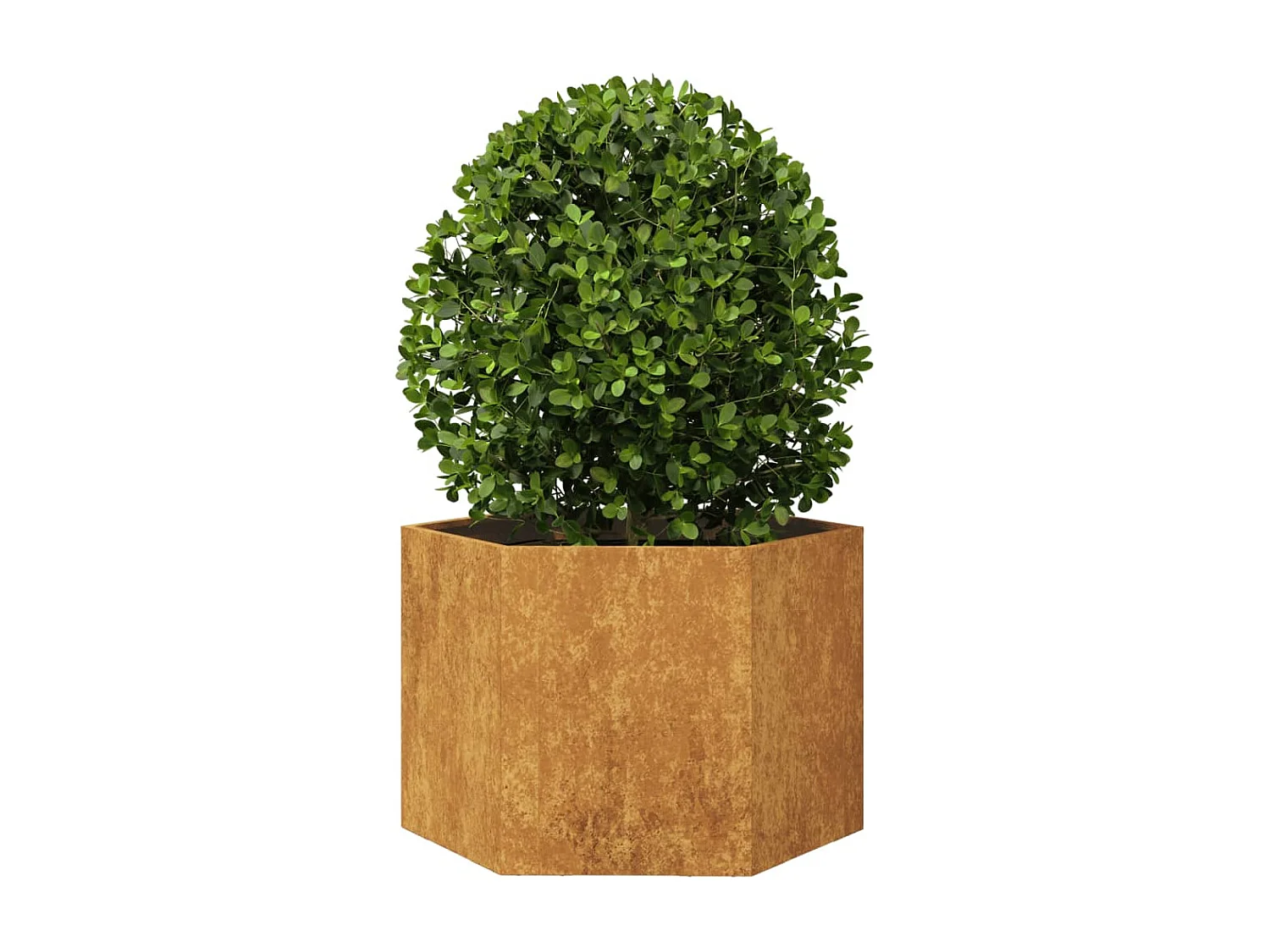 Vaso/floreira de jardim hexagonal 69x60x45 cm aço corten