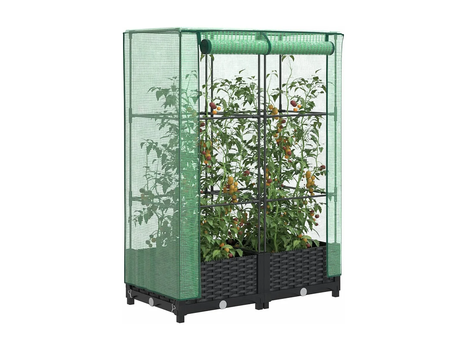 Hochbeet mit Gewächshaus-Aufsatz Rattan-Optik 80x40x123 cm