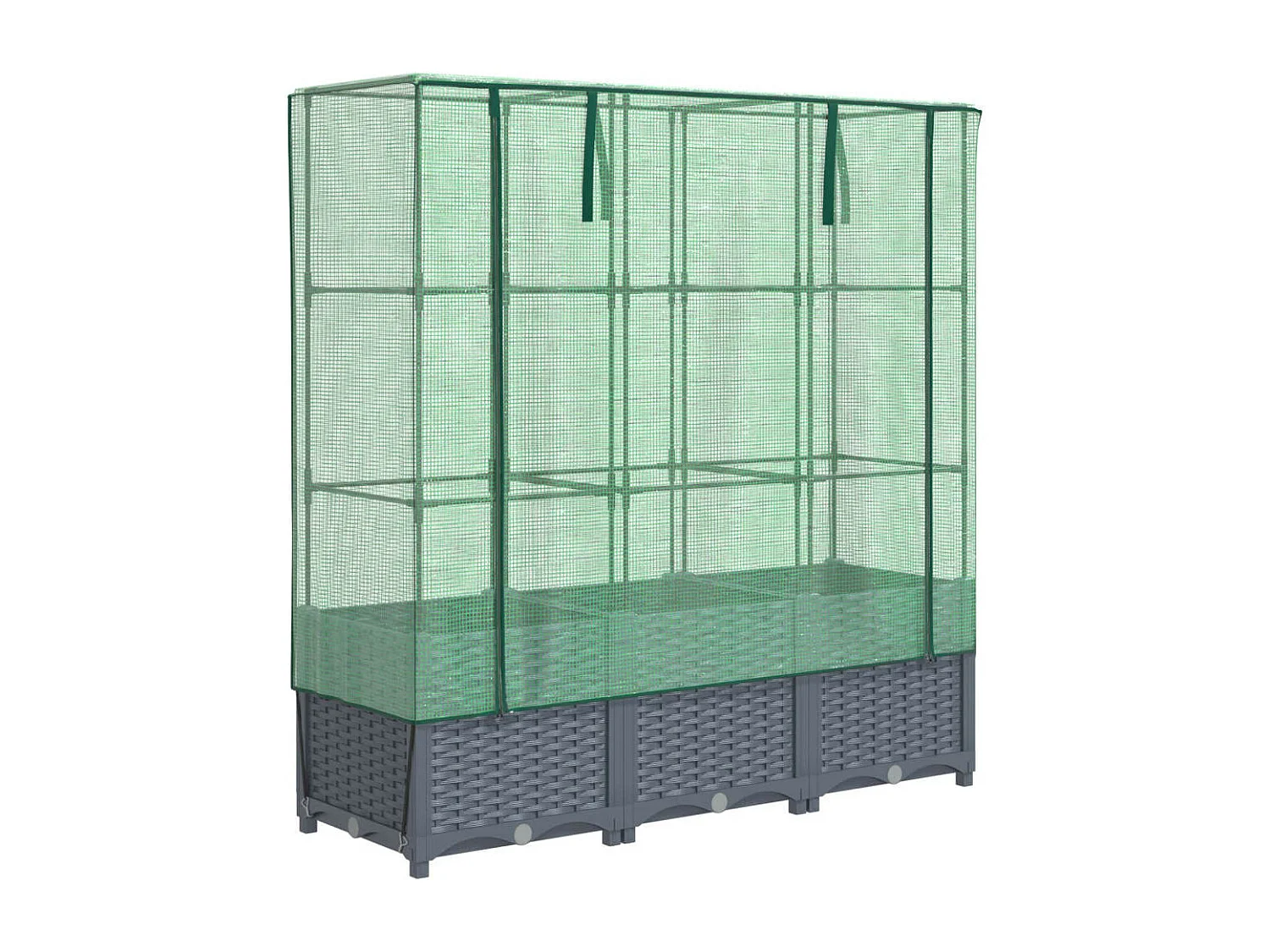 Jardinière surélevée avec housse aspect rotin 120x40x138 cm