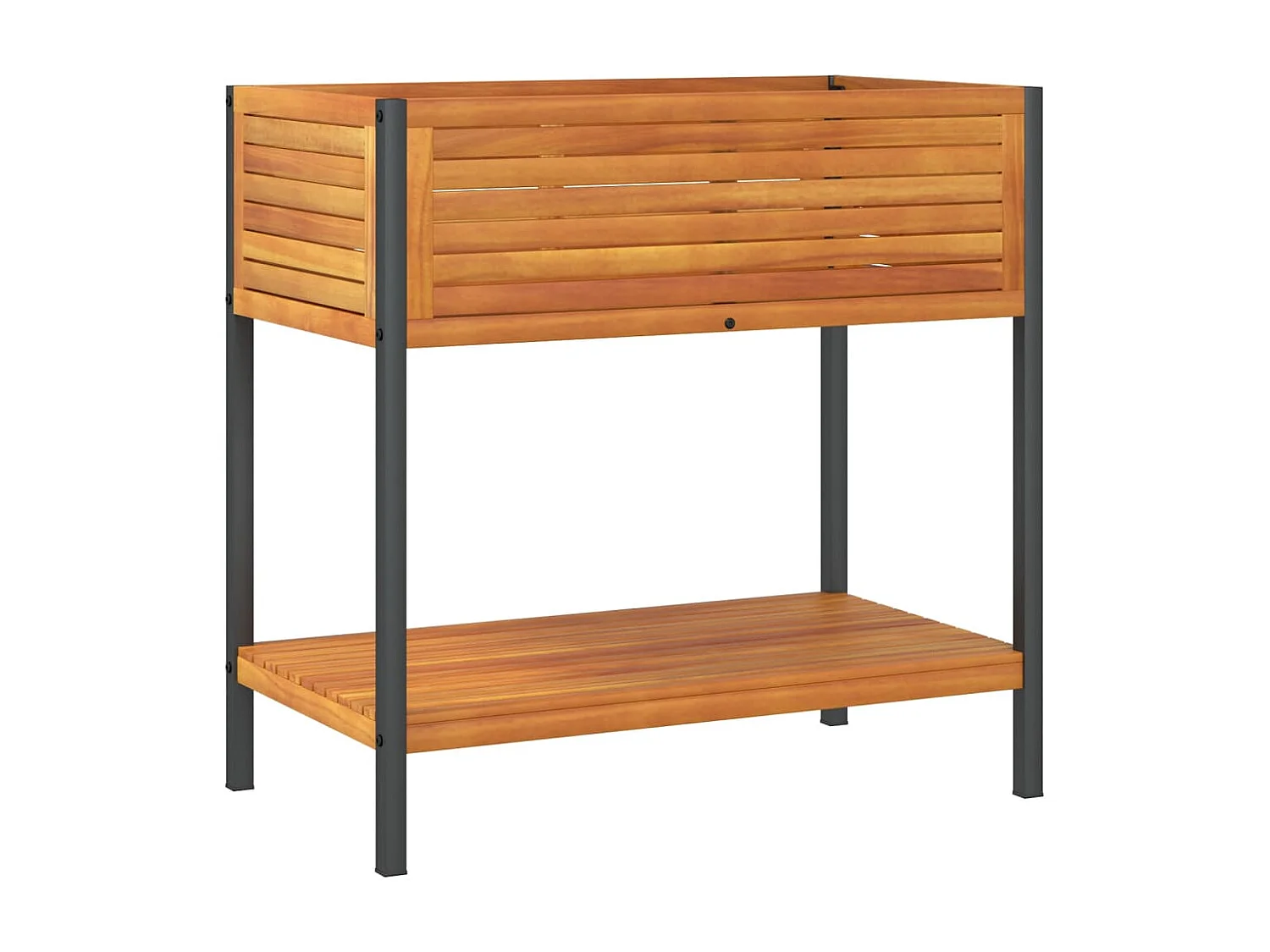 Jardinière et étagère 80x45x80 cm bois massif d'acacia et acier