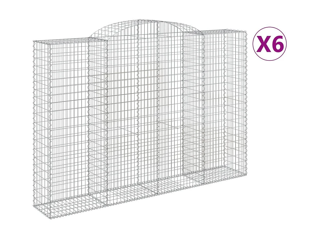 Paniers à gabions arqués 6 pcs 300x50x200/220 cm fer galvanisé