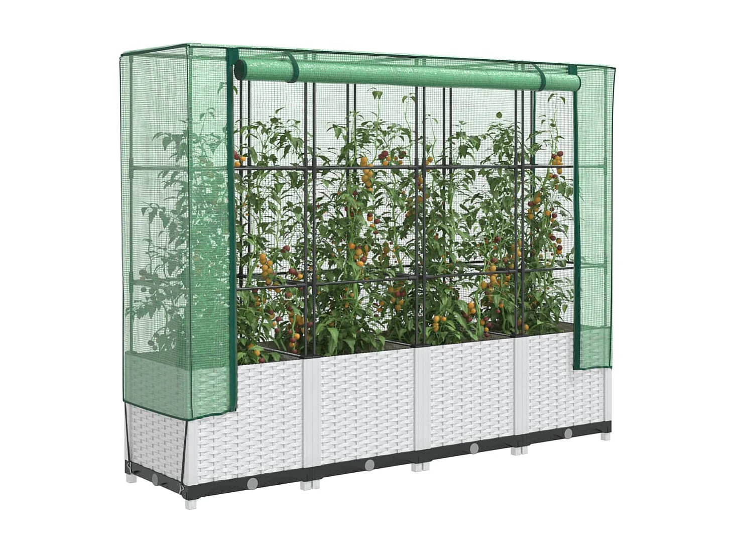 Letto Rialzato con Copertura Serra Effetto Rattan 160x40x138 cm