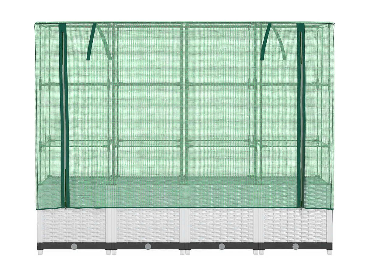 Letto Rialzato con Copertura Serra Effetto Rattan 160x40x138 cm