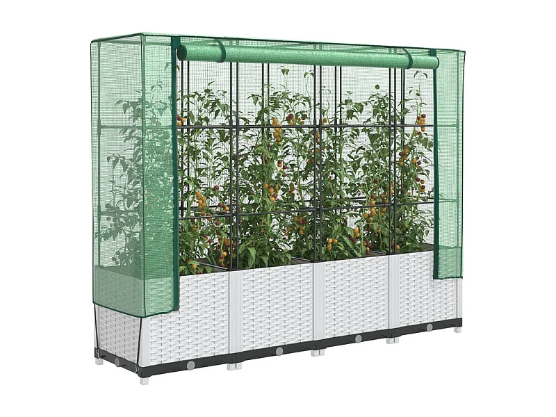 Letto Rialzato con Copertura Serra Effetto Rattan 160x40x138 cm