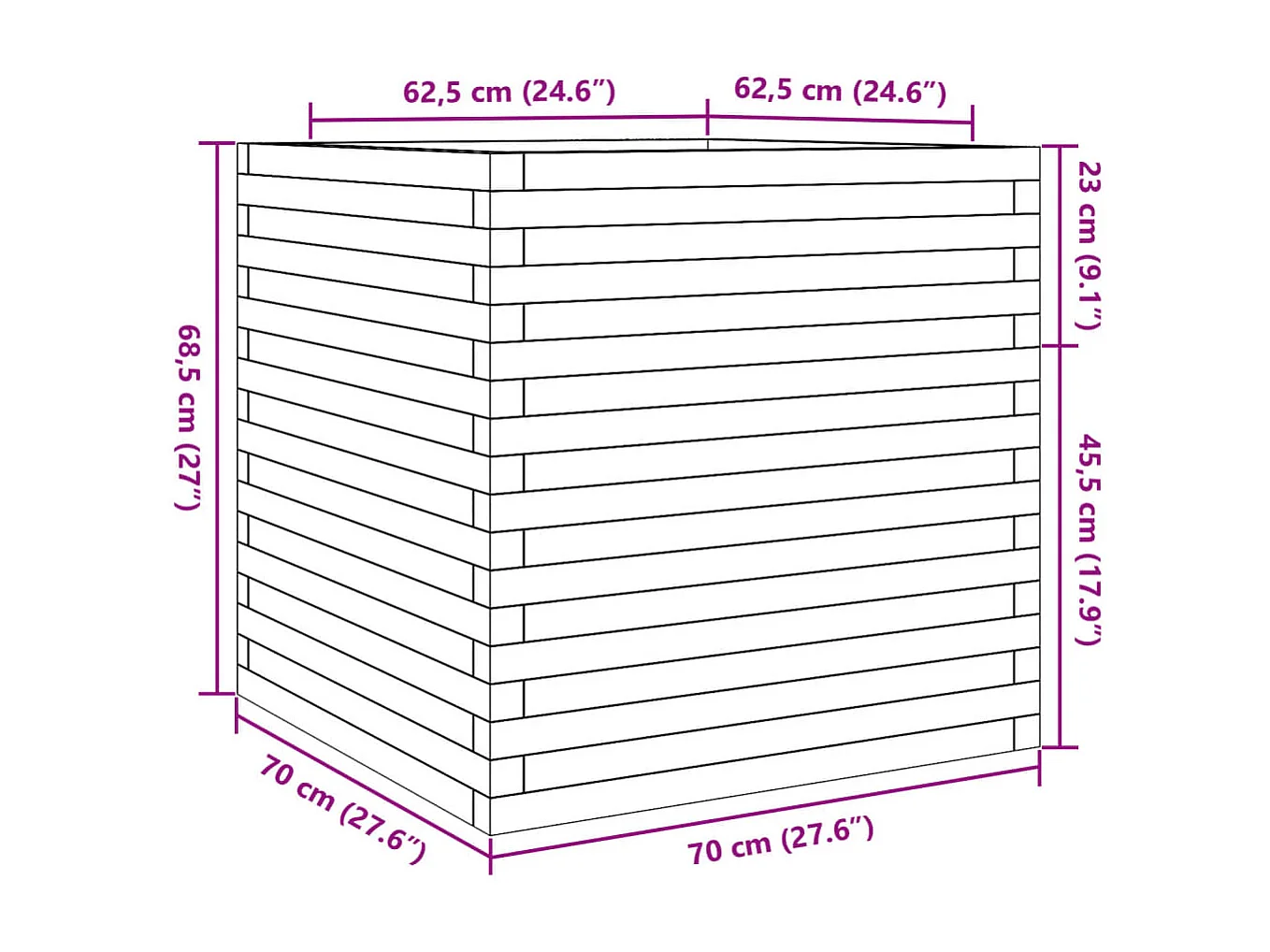 Fioriera da Giardino 70x70x68,5 cm in Legno Massello di Douglas