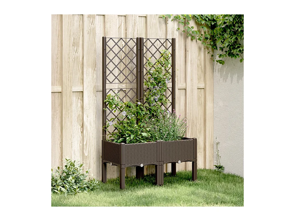 Pflanzkübel mit Rankgitter Braun 80x40x142 cm PP