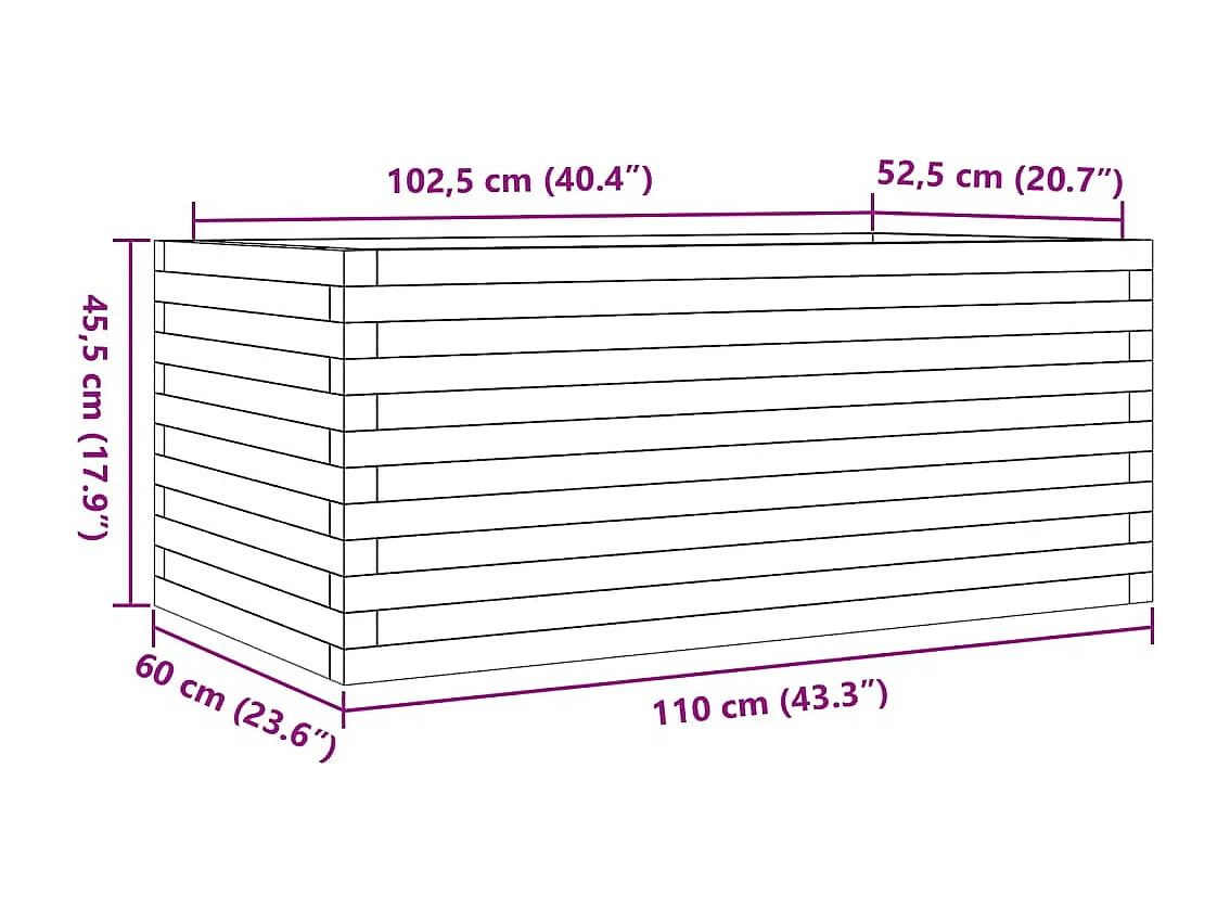 Jardinière 110x60x45,5 cm bois de pin massif